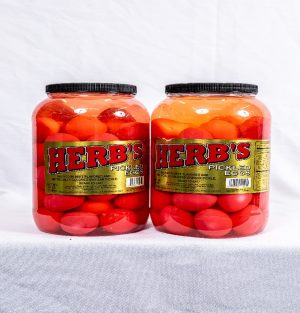 Herb's Pickled Eggs 67 oz Gallon size plastic jar  50 CT Packed In Vinegar